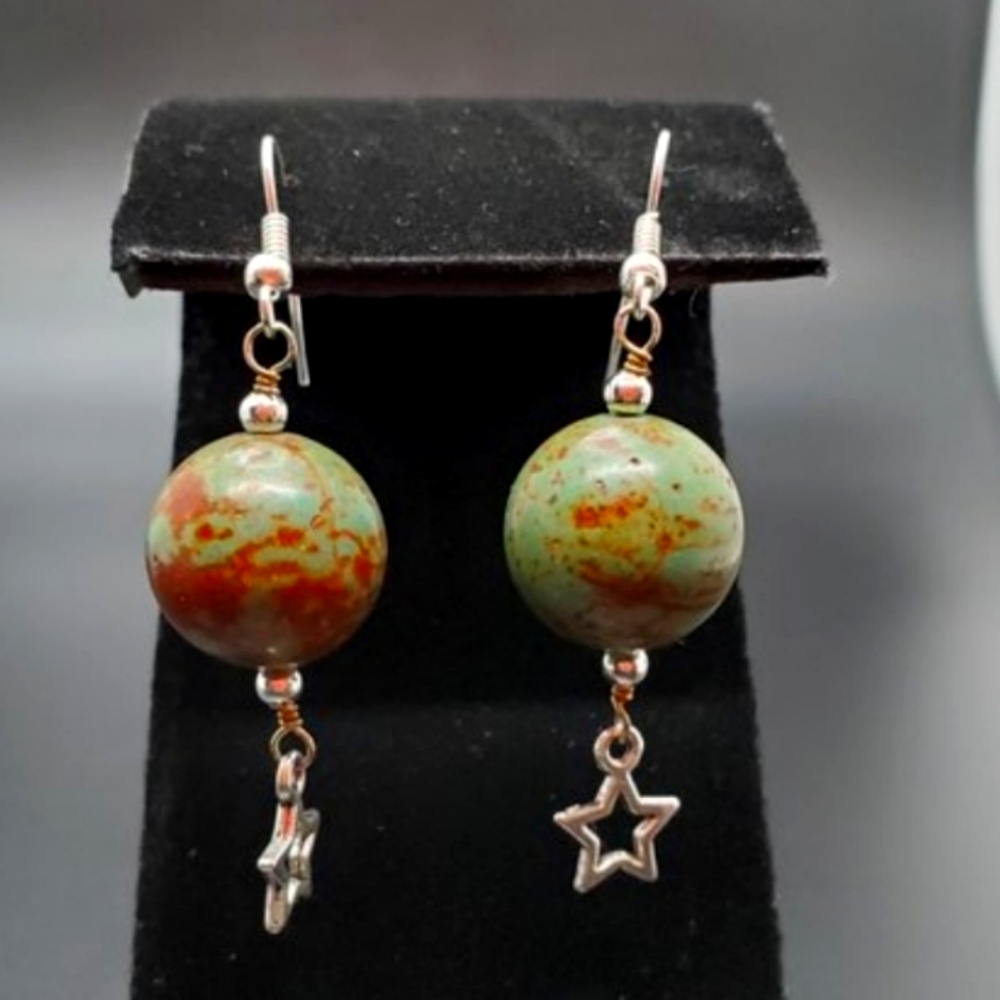 Dragon Blood Stone Earrings. View 2